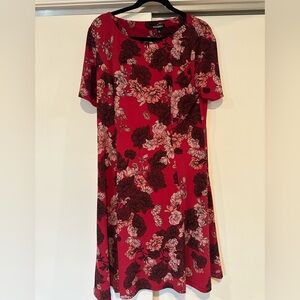 Roz & Ali Red and Pink Floral Midi Dress